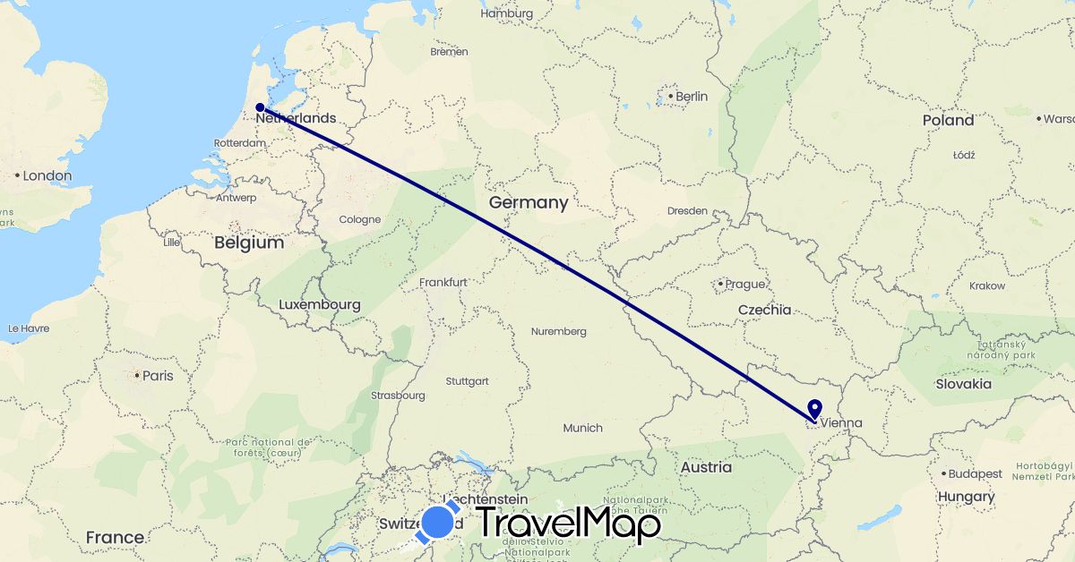 TravelMap itinerary: driving in Austria, Netherlands (Europe)